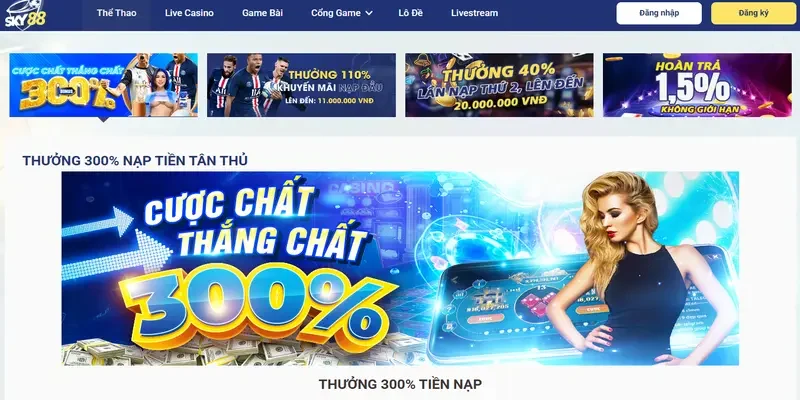 Chương trình khuyến mãi và thưởng thêm tại Sky88 