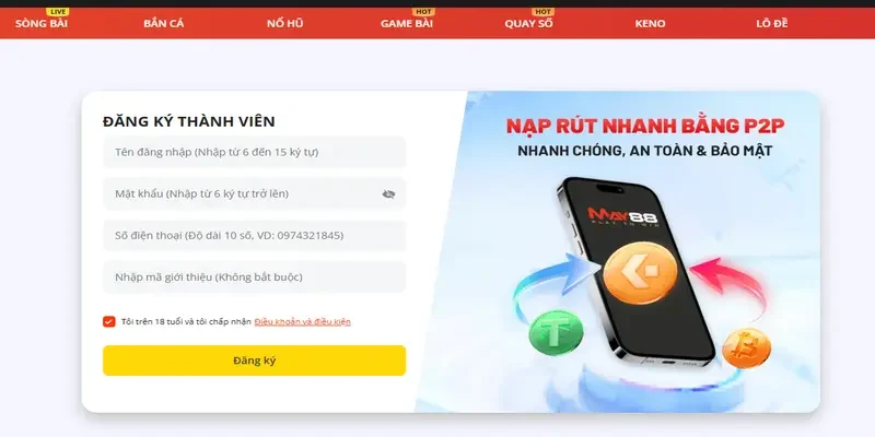 Hướng dẫn đăng ký tài khoản nhà cái May88